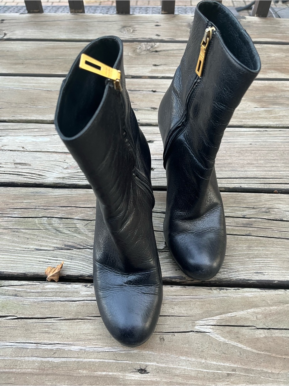 Prada Black Leather Booties with Zip Side- Size 38 - Picture 4 of 12